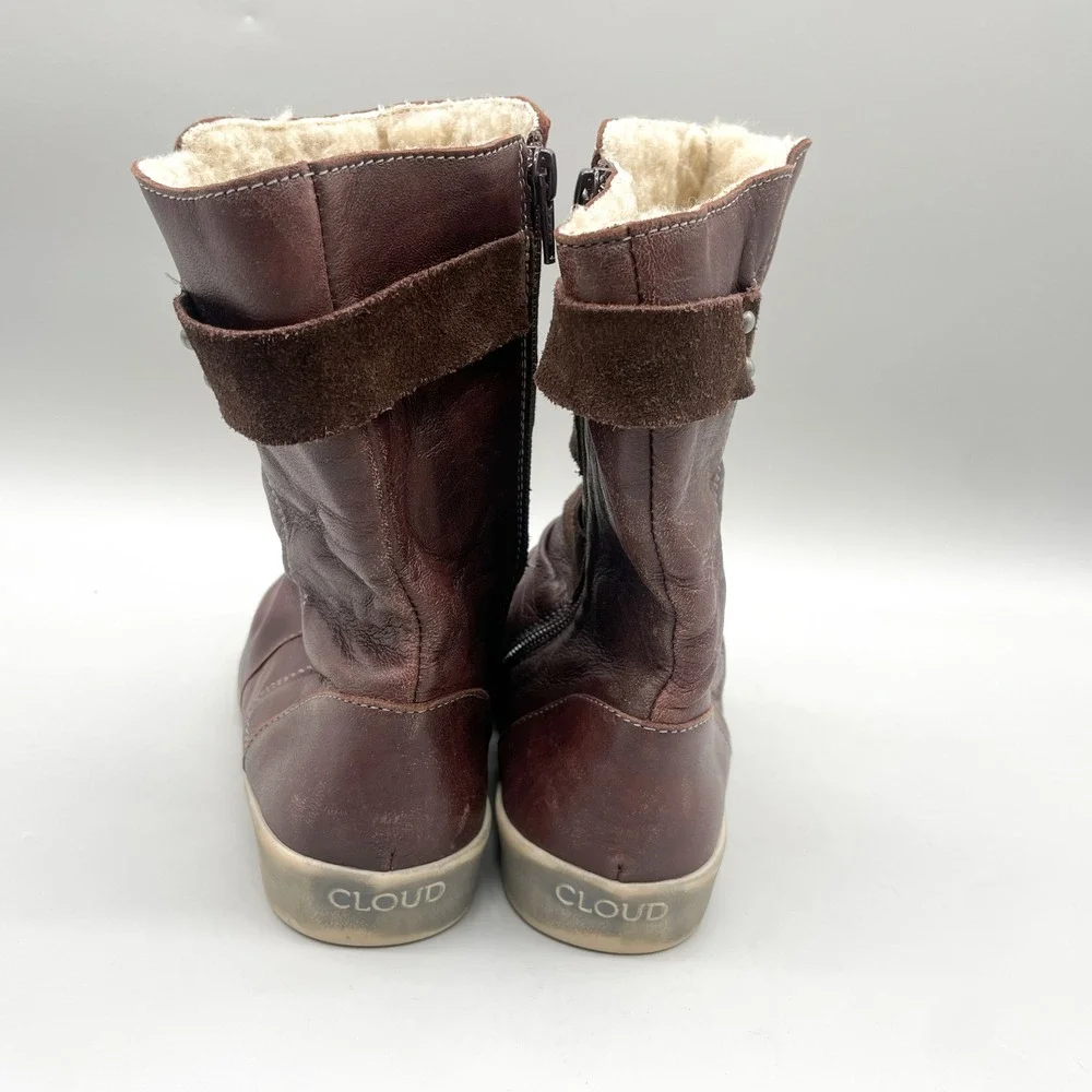 Cloud Footwear Womens 39 Arlo Boots Burgundy Leather Faux Fur Lined Winter Boho